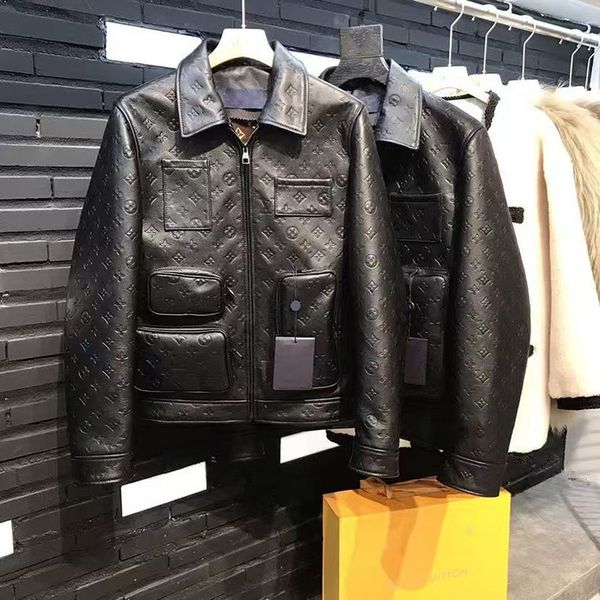 

Mens Jacket Leather Cow Coats Boys Fur Windproof Letters Printing Thick Coat Casual Hiphop Top Clothes Womens Jacket Unisex Wholesale, Brown