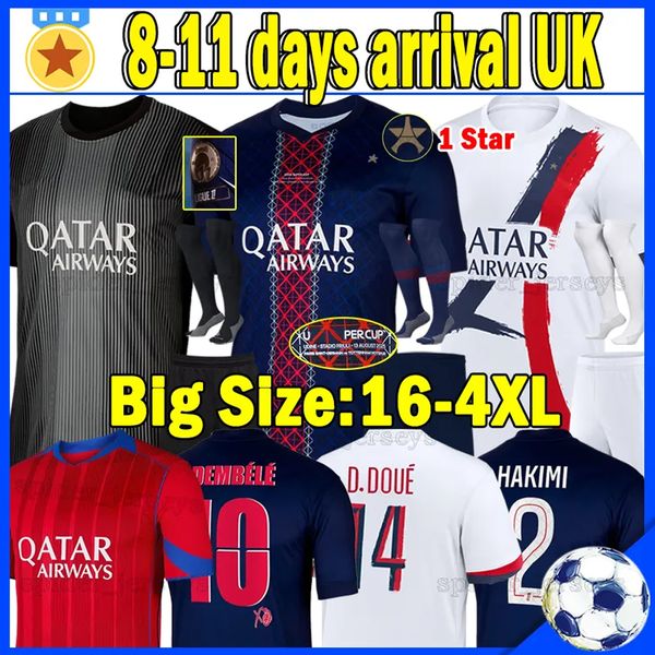 

XXXL 4XL 25 26 O.DEMBELE PSGES soccer jerseys Cup D.DOUE JOAO NEVES BARCOLA MUNICH 2025 2026 KOLO MUANI KIMPEMBE goalkeeper football shirts Player version kids, 25-26 home speical