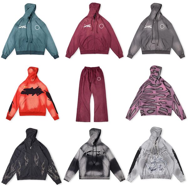 

10A Designer Tracksuits Zipper washed cotton hooded sweatshirt for men and women, Purple