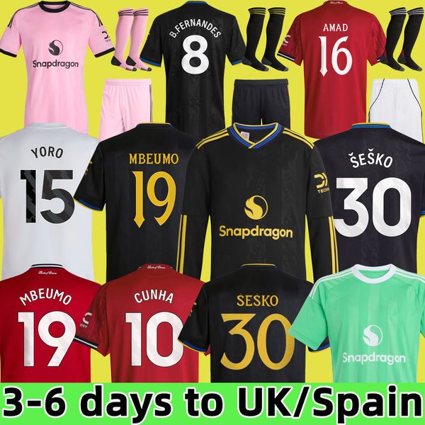 2025 DE LIGT HOJLUND MAINOO MOUNT football shirt Soccer Jersey Pre match Stone Roses MARTINEZ CASEMIRO B. FERNANDES 24 25 26 kit kids YORO AMAD CUNHA MBEUMO