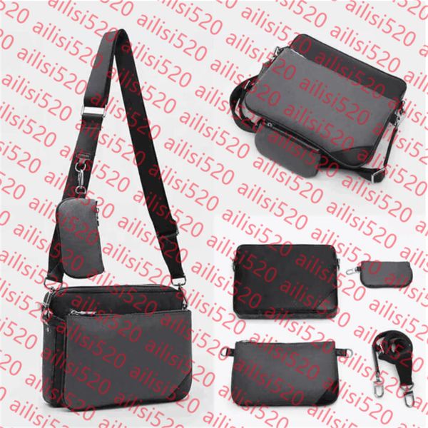 

Handbags Men Leather TRIO Messenger Bags Luxury Shoulder Bag Make up Bags Designer Handbag Luxurys designers Mens Shoulder Bags, 19#