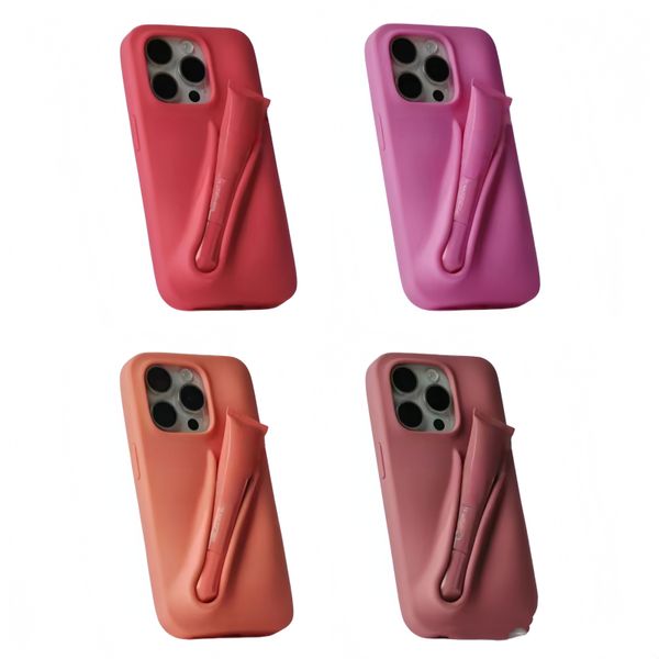Phone Case New Color Lipstick Silicone DIY Phone Case For iPhone 16 15 14 13 12 11 X XR Pro Max Plus With Box Lip Gloss Holder Cover