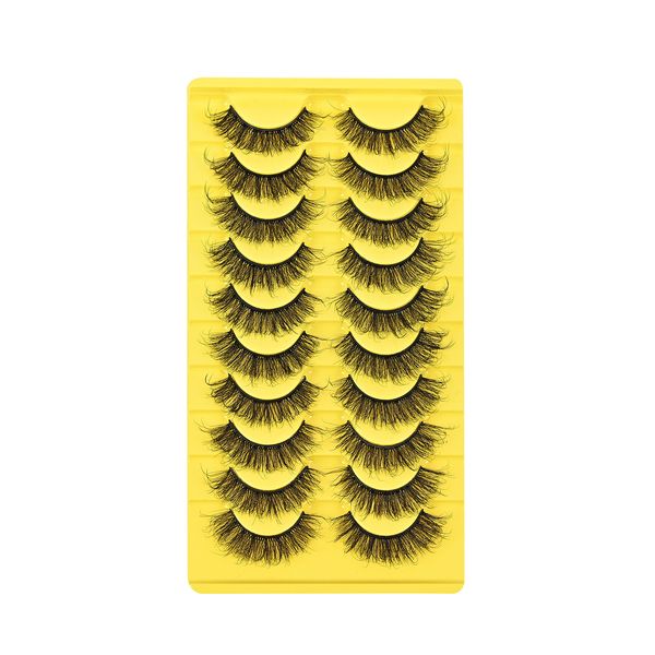 

10 Pairs Wispy Mink Lashes Thick Fluffy Fake Eyelashes Soft Vivid Handmade Reusable 3D Eyelash Extensions Natural Curled Lashes Strip