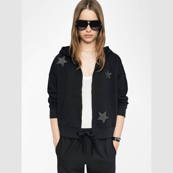 

Parke Sweatshirt Womens Cotton Hoodie Autumn Winter New Full Star Patch Embroidery Parke Mockneck Luxury Designer Fleece Lined Zipper Hooded Sweater Jacket Tops tn, Sage