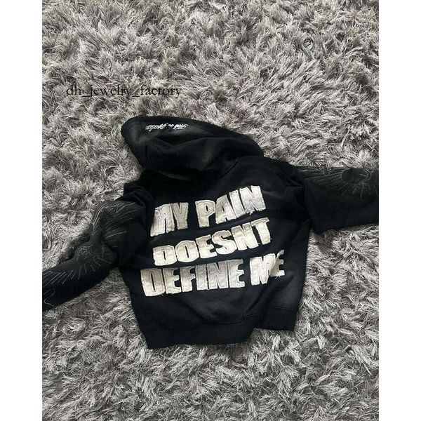 

Men's Hoodies Harajuku Gothic Zipper Hoodie Y2k Letter Embroidered Spliced Sweater High Street Punk Clothing Loose Vintage Top Sweatshirt 125, Gold