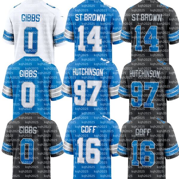 Barry Sanders Johnson Jared Goff David Montgomery Jahmyr Gibbs Jameson Williams Amon-Ra St. Brown Sam LaPorta Terrion Arnold Brian Branch Football Lions Jersey youth