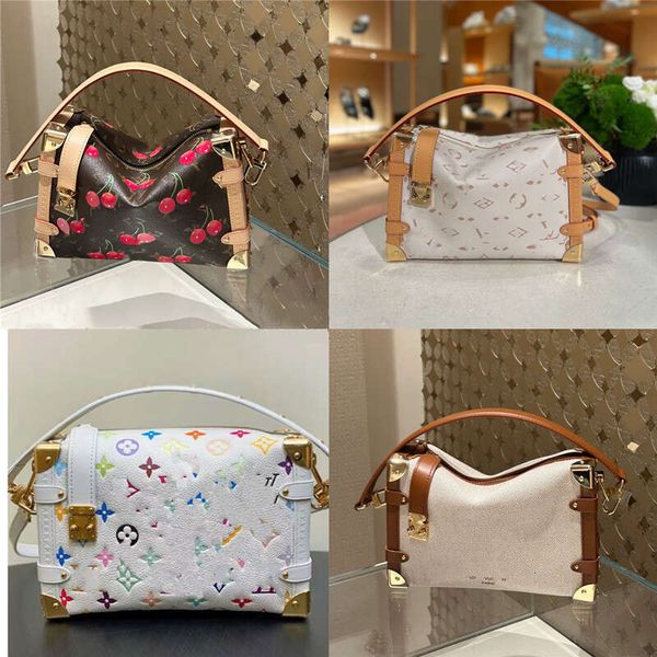 

New designer bag Soft Genuine Leather Canvas Light Luxury Box Large Capacity High-End Trendy Brand Single Shoulder Crossbody Bag Handbag 97, Denim denim pink soft box