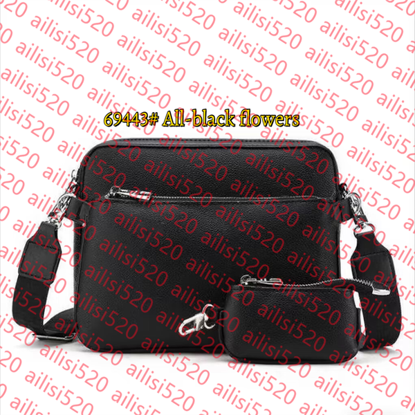 

Men Leather TRIO Messenger Bags Luxury Shoulder belt Make up Bag Designer Handbag Tote Man's bags Shoulder bag Handbags Wallets purse tote b, Black
