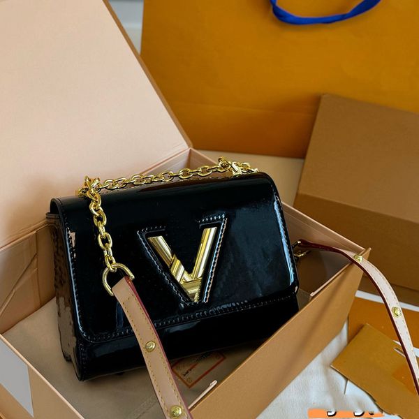 

2025 Top New Lacquer Twist Handbag Designer Handbag Classic Old Vision Shopping AB Face Women's Bag Single Shoulder Crossbody Bag Large Capacity Shopping Bag, 4#