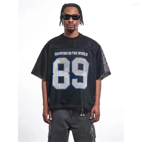 

Men' T Shirts Summer Street Fashion Net Weave Letterprint Short-Sleeved Sports Quick-Dry Daily Loose-Fitting Hip-Hop Style T-Shirt, 2-ddb-050