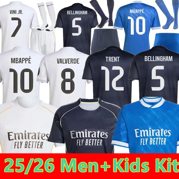 

25 26 BELLINGHAM Soccer Jersey 10 MBAPPE 2025 2026 TRENT HUIJSEN VINI JR Fan Player version Football shirts uniform sleeved, 3rd player version