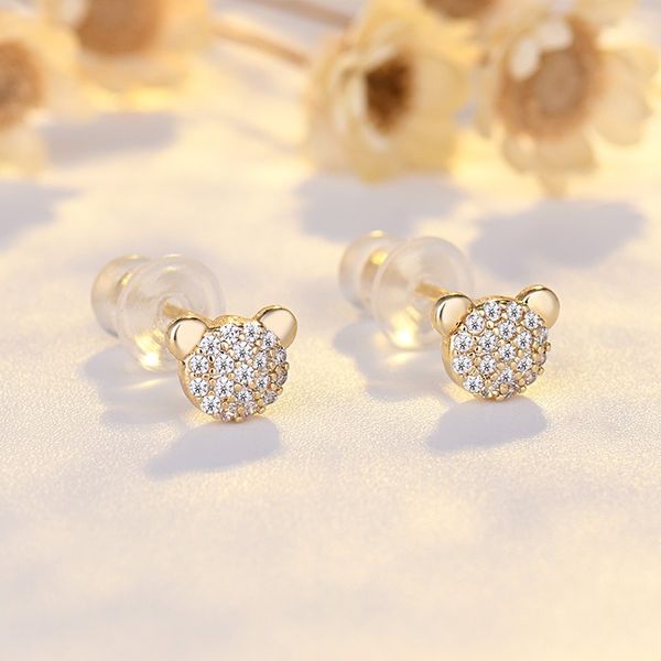 

S925 silver needle 18K gold-colored small bow-shaped pearl simple and elegant ear stud for women's earrings