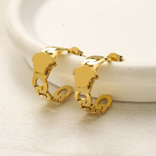 

Women Gold Earrings Designer Luxury Hoop Earrings Extravagant Studs Classic Simple Earring Steel Silver Letter Engagement Fashion Jewelry Valentine's Day Gift, Dark blue