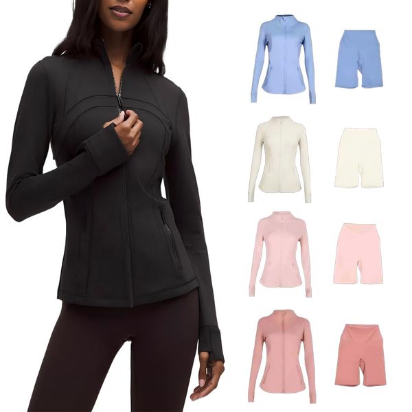 

2025 10A Gym sets Jackets and shorts Yoga Jackets Workout Elastic Waist leggings Fitness quick dry fitness Activewear Sweatshirt Zip sets jackets 789, Navy shorts