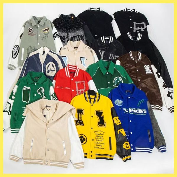 

HOME baseball jacket mens varsity baseball Leather coat fashion womens letterman jackets embroiderd letter jacket single breasted tops couples men's clothing, Color19