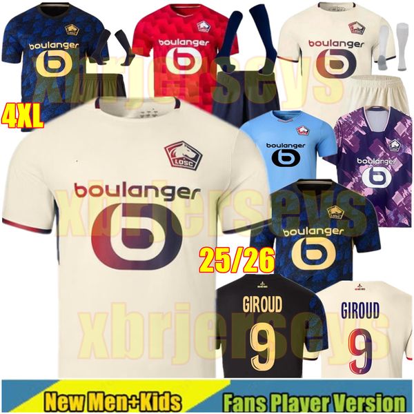 25 26 LOSC Soccer Jerseys GIROUD E.MBAPPE ZHEGROVA ANGEL DIAKITE YAZICI OUNAS Football Shirt 2025 2026 Lille anniversary HARALDSSON Fourth Maillot Men Kids Kit