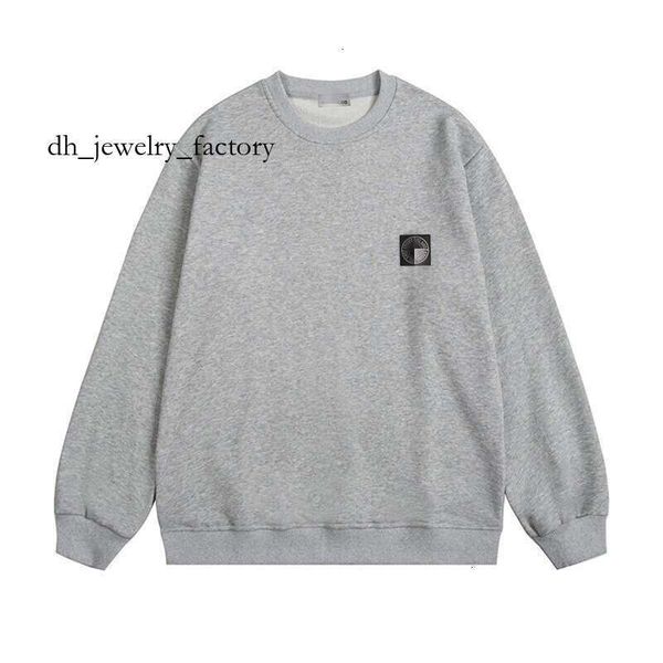 

Stone hoodies Classic Chest Embroidered Badge Logo Round Neck Long Sleeve Hoodie Men's and women's hoodies cca, White