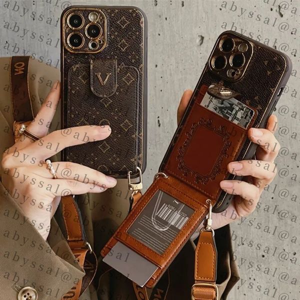 Luxury Phone Case Designer iPhone Case for iPhone 16 Pro Max 15 14 12 13 11 XS XR 8P 15 Plus Samsung S24 Ultra s23 S22 S21 Case Card Holder Zipper Bag Crossbody Wallet Cover