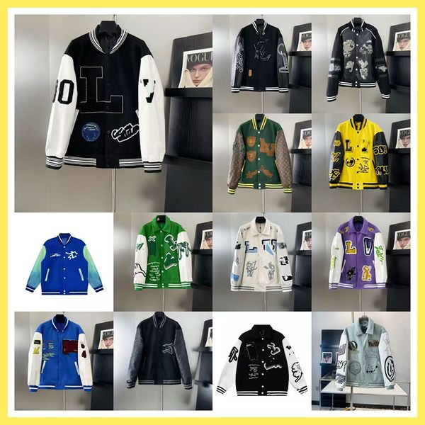 

baseball jacket mens varsity designer baseball Leather coat fashion womens letterman jackets embroiderd letter jacket single breasted tops couples jacket, Color9