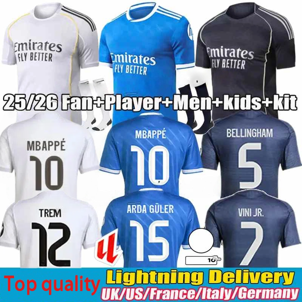 

25 26 camiseta Reals madrids soccer jersey MBAPPE BELLINGHAM maillot kids football jersey real madridsoccer jersey T -Shirt MODRIC VINI JR men kits football shirts, Yellow