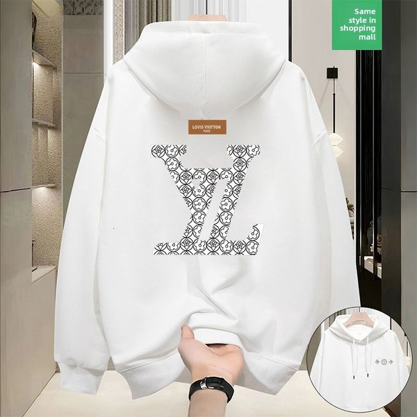 

Designer mens hoodies Autumn Winter European American Style Loose Plus Size thicken Wool Hooded Letter Sweater Sweatshirt round neck Long Sleeve Patterned hoody, F38 front and rear rh01 white plus