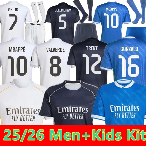 

25 26 BELLINGHAM Soccer Jersey 10 MBAPPE 2025 2026 TRENT HUIJSEN VINI JR Fan Player version Football shirts uniform sleeved 001, Beige