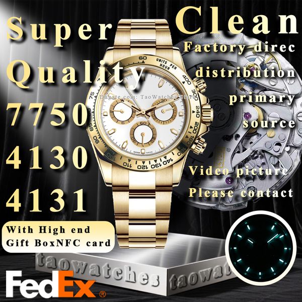 

Men Watches Men Designer Watches Top Quality Luxury Super Clean Factory Watch 40MM Automatic Chronograph Cal.7750 Movement Ceramic Bezel Sapphire Diving 100M Watch, A14