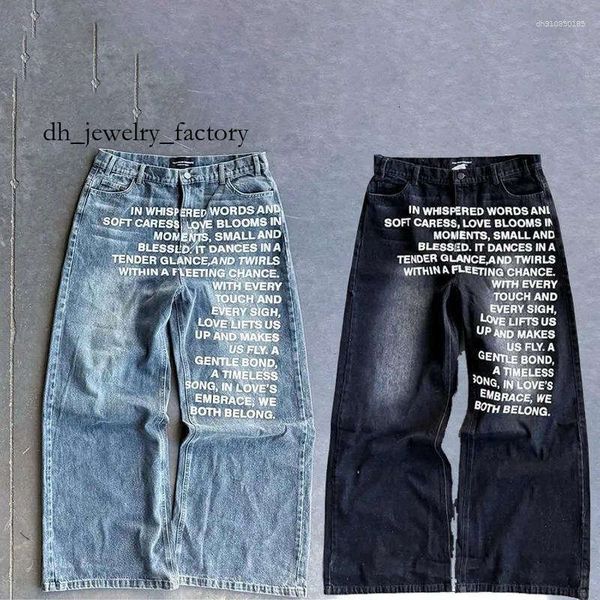 

Men's Jeans Y2K Men Vintage American Pattern Letter Streetwear Gothic Harajuku Hip Hop Women Fashion Casual Wide Leg 141, A01