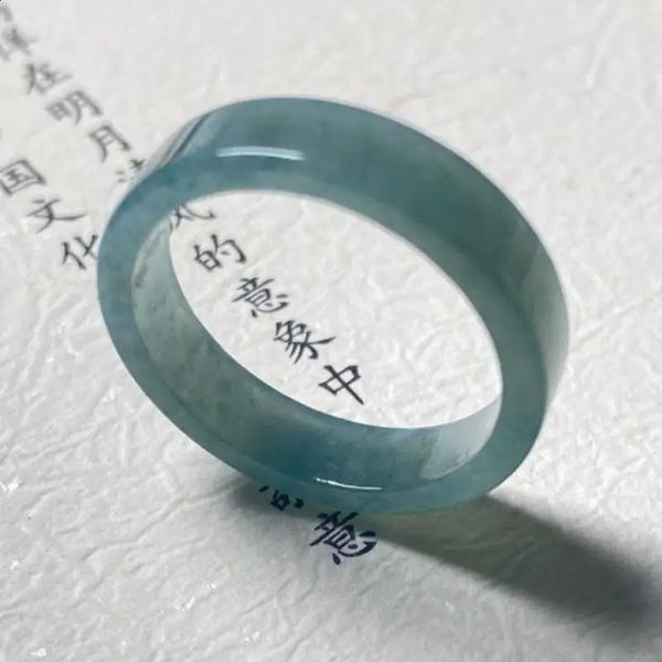 Natural Jade Ring Men Women Healing Gemstone Fine Jewelry Genuine Myanmar Jadeite High Ice Grade A Burma Blue Water Jade Rings 250815