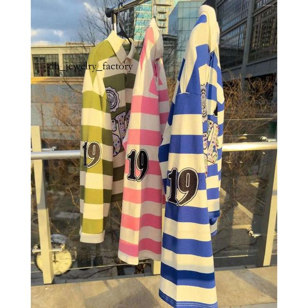 

Men' T Shirts Harajuku Top SUME Text Rhinestone Print Long Sleeved Shirt Style Retro Striped Hip-hop Street Collar e5f, A3