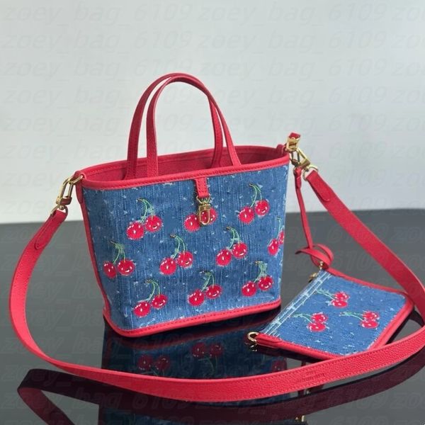 White Brown flower Mini cherry bags clucth Blue pink Denim city bag Designer Shoulder bag Mirror quality Luxury handbag tote bag leather crossbody weekend coin purse