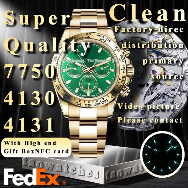 

Clean Men Watches Designer Watches Top Quality Super Clean Factory Dayto Watch Automatic Chronograph Cal.7750 Movement Ceramic Bezel Sapphire Diving 100M Watch, A13