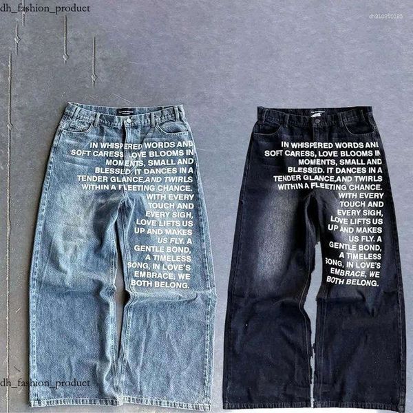 

Men' Jeans Y2K Men Vintage American Pattern Letter Streetwear Gothic Harajuku Hip Hop Women Fashion Casual Wide Leg 226, A01