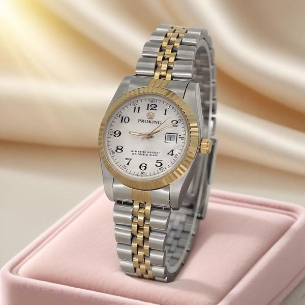 

Women's Watch Business Elegant Fashion Retro Watch Stainless Steel Japanese Quartz Movement Waterproof Arabic Numbers Luxury Watch, White