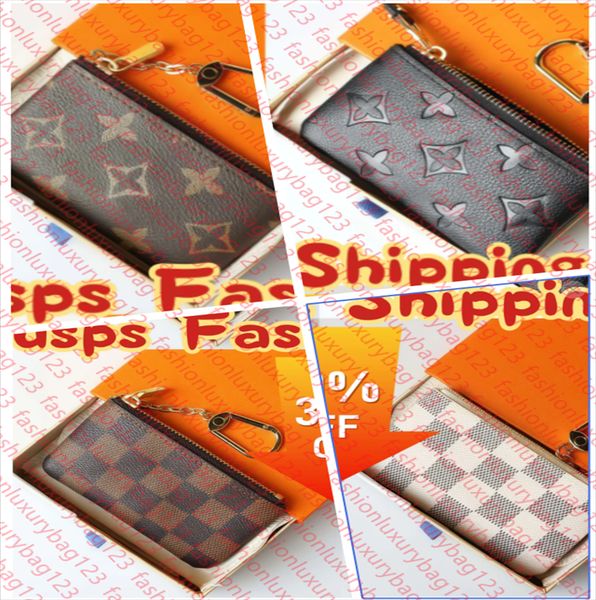 

Top Quality Wallet Coin Card Holder Key Pouch Designer Wallets Leather Bags Mens Cardholder Womens Purse Crossbody Bag hand, Chocolate