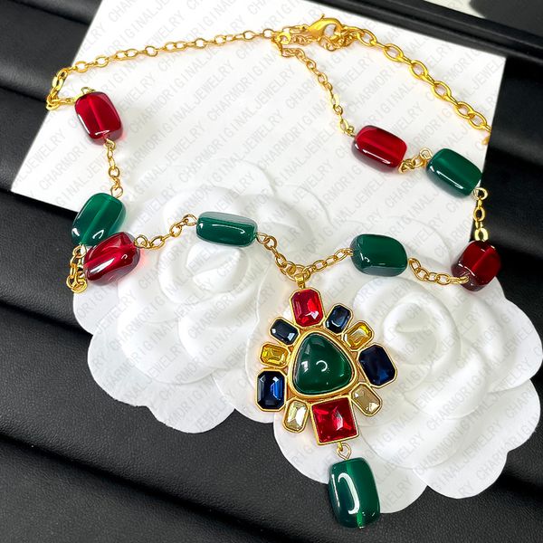

Luxury Vintage Inspired Necklace and Necklaces Chain Link Jewelry Jewellery Pendant with Colorful Gemstone Artisan Gift Box Exclusive High End Fashion