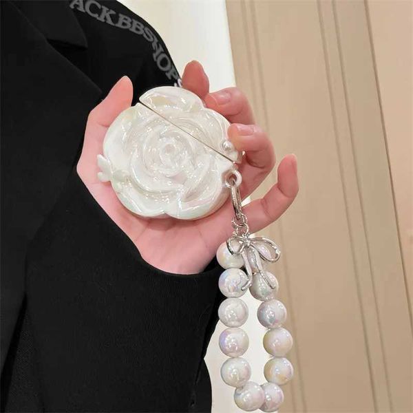 Headphones case Airpods Pro 2 3 earphone case is compatible with Airpods1 2 3 4 generation wireless Bluetooth protective cases Pearl White Mountain Camellia