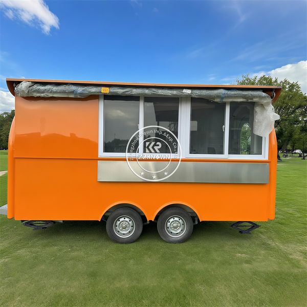 

Street Fast Food Trailer Mobile Kitchen Custom Pizza Snack Coffee Kiosk Concession Food Truck With Full Kitchen
