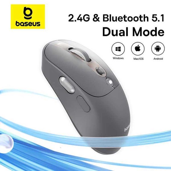 Baseus Etooth Wireless Mouse Rechargeable Ergonomic Mice Digital Display Two Scroll Wheels Customizable Button Silent Mouse XJ250819