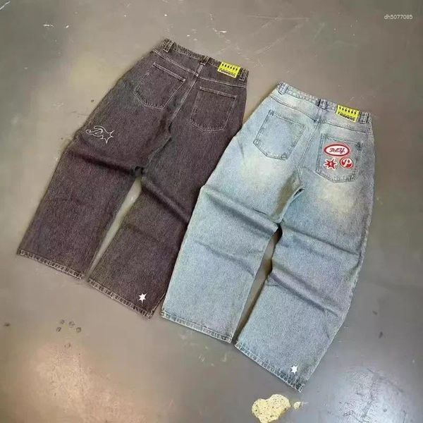 

Men's Jeans Loose Casual American Retro Straight Leg Design Sensation Niche Cross-Border Long Pants, Nzk34 light blue