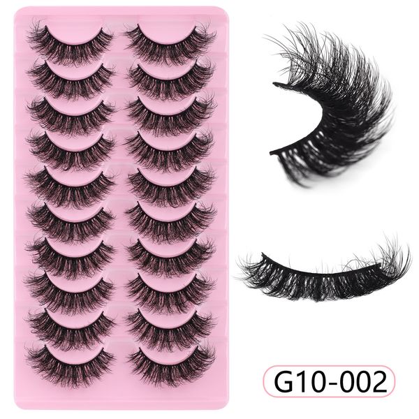 

Thick Fluffy False Eyelashes Wispy D Curled Faux Mink Lashes Full Strip 10 Pairs Eyelash Extensions Soft Lightweight Multi-layer 3D Strip Lash for Women