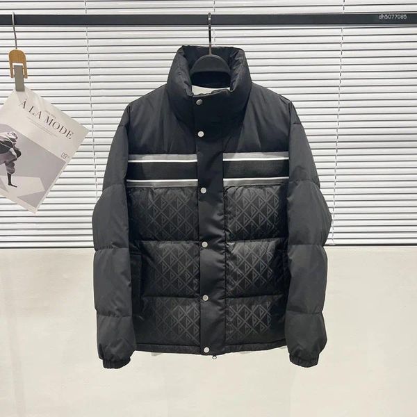 

Men's Down 2025 Winter Thickened Jacket Style Vertical Collar Ribbon Stitching, Black