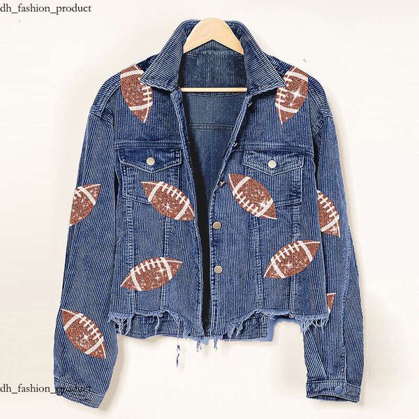 

Women' Jackets New Sports Casual Corduroy Jacket Woman Retro Turn-down Collar Splicing Football Sequins Spring Autumn Tassel Jacket for Women d94, Red