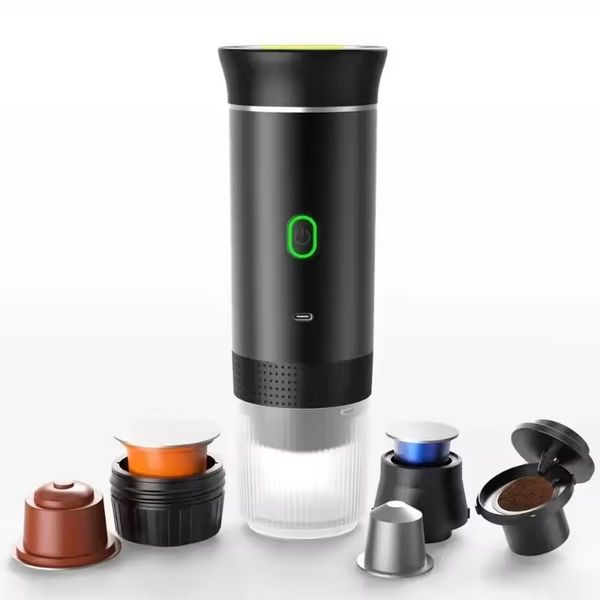Portable Electric Coffee Maker Espresso Machine for Travel Nano Car Coffee Maker Compatible With Ground Coffee & NS Capsule For RV Hiking Camping Office