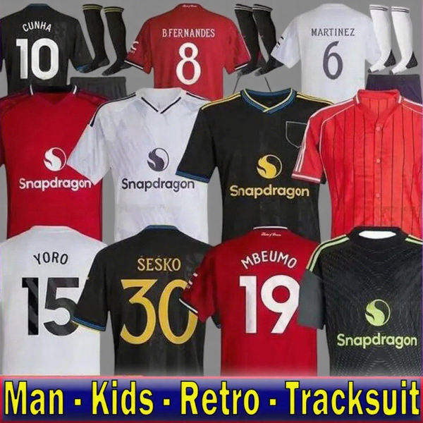 

ManUnited 25 26 soccer jerseys Sesko CUNHA MBEUMO HOJLUND Antony Casemiro Retro 2025 UTD football shirt tracksuits MARTIAL B. FERNANDES men kids kit Unted jerseys, 25 26 fans away the font in the picture