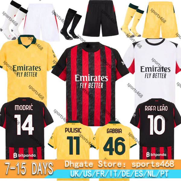 25 26 AC MagliaMilAnES MODRIC Soccer Jerseys 2025 2026 Home Away PULISIC ThirdTHEO ROMAGNOLI RAFA LEAO JOAO FELIX Fan Player MenKids Football shirts