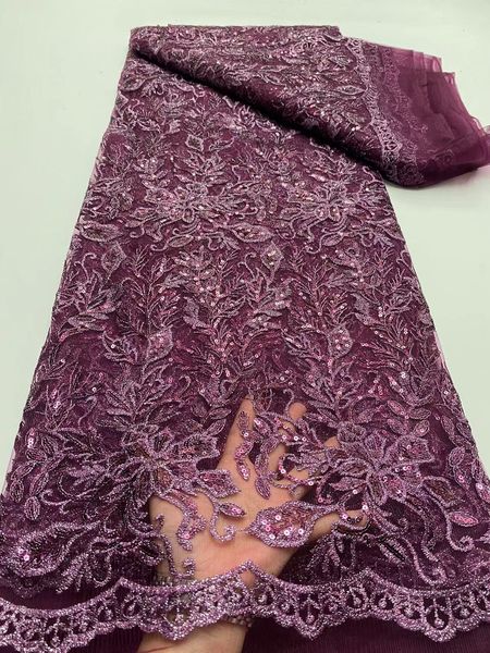 

Elegant Flower & Leaf Sequined Embroidered Fabric for Wedding Dresses