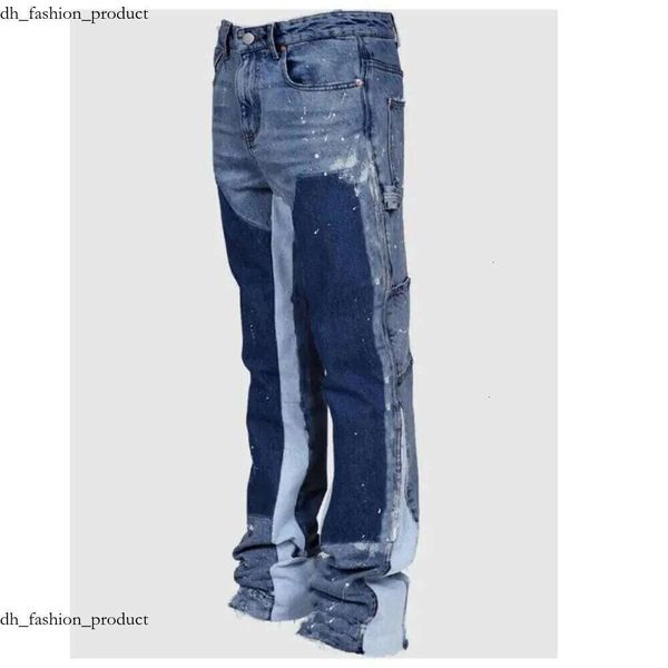 

Galeryly Jeans Dept Men' Jeans Men' Denim Work Pants Fashion Stretch Patch Denim Stacked Flare Pants 77e, Blue