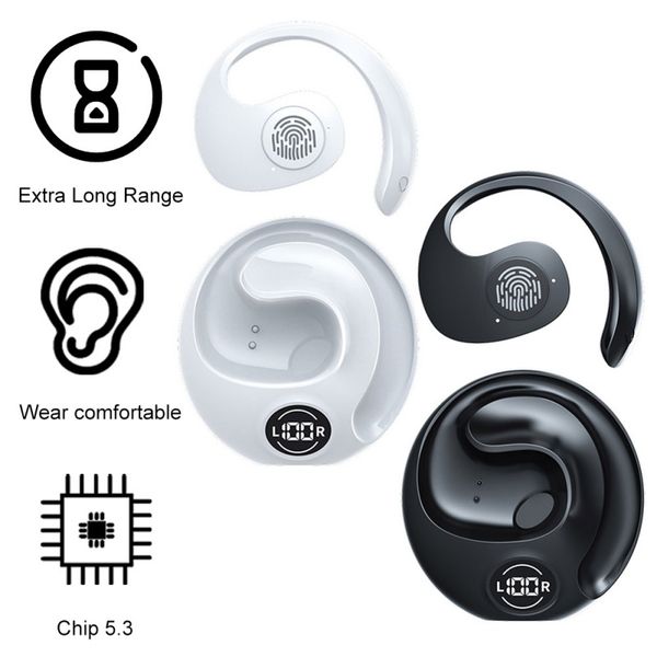 JR07 Open Ear OWS Earbuds Wireless Headphones Bass Stereo Sound Headphones Charging Case Bluetooth5.3 Over Earhooks Headset