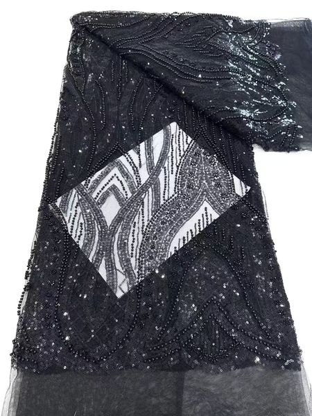 

2025 new style beaded embroidered sequin embroidered net gauze fabric wedding dress, stage costume, one-piece dress, embroidered fabric, lace